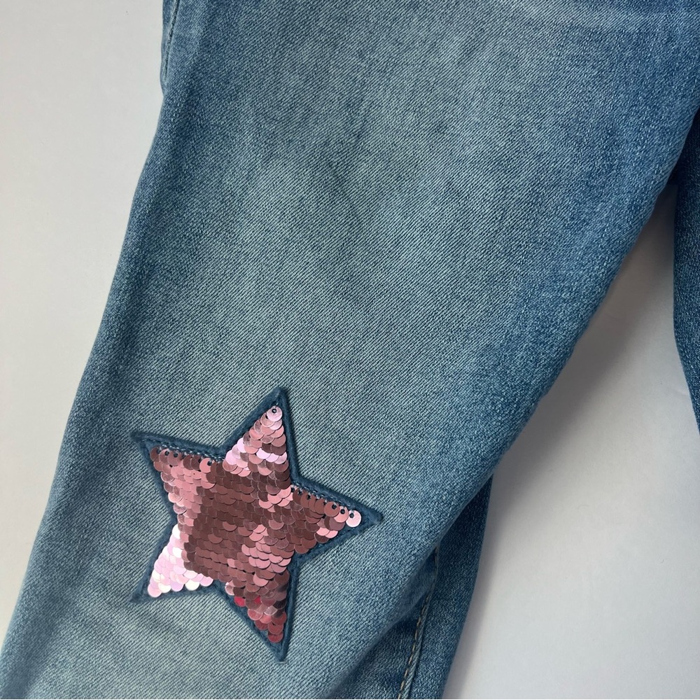 Girls GAP Denim Jeans - Super Skinny Ankle, Size 8, Star Sequin Detail - Picture 2 of 9